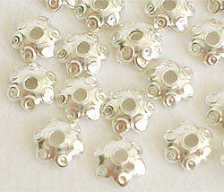 TWH Thai Sterling Silver 40 Dot Print Bead Caps 5.5 mm.  