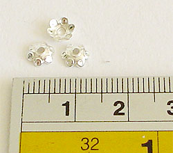 TWH Thai Sterling Silver 40 Dot Print Bead Caps 5.5 mm.  